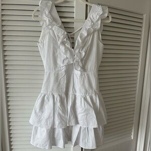 Hello Molly Short White Ruffled Dress